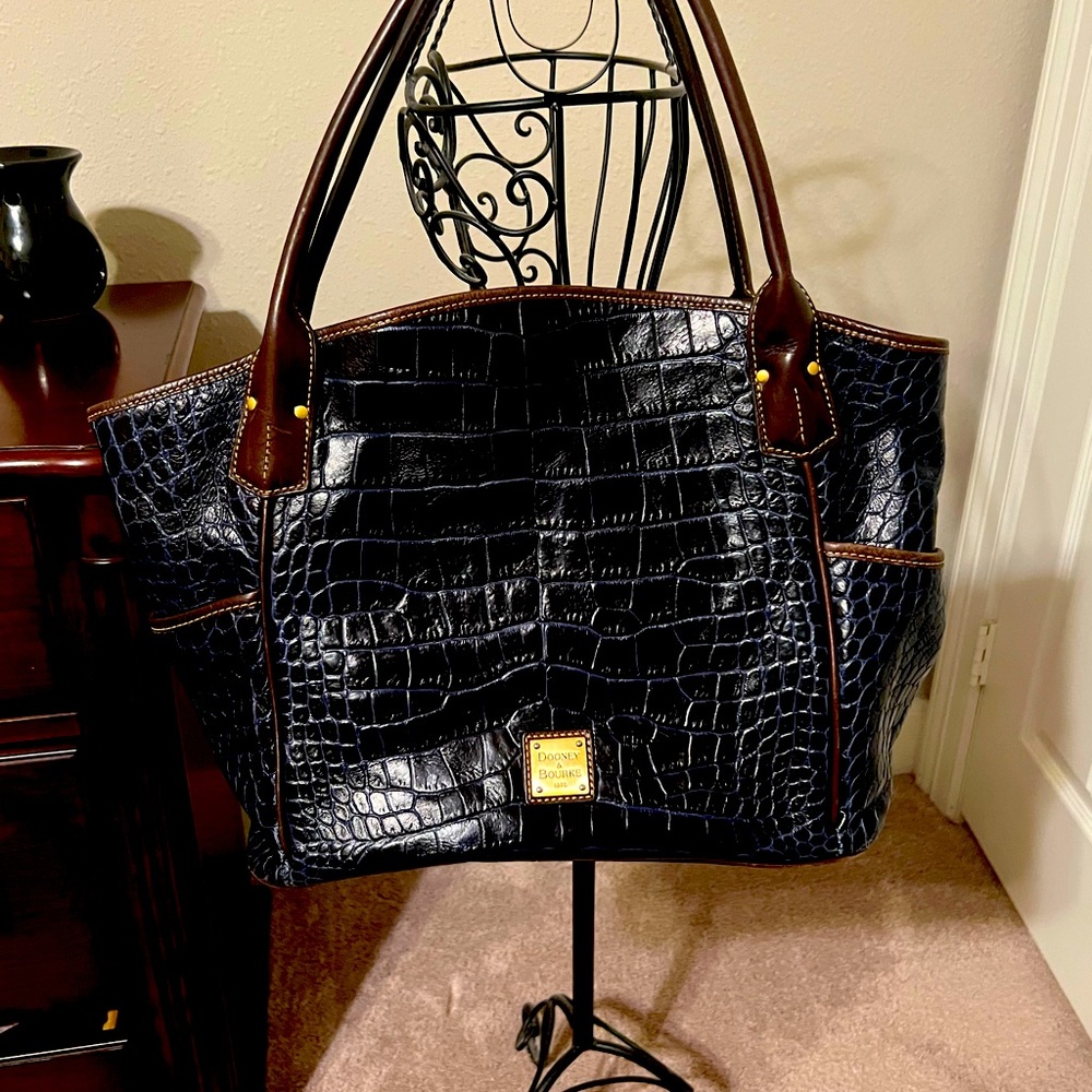 Dooney & Bourke Navy Croc Tote